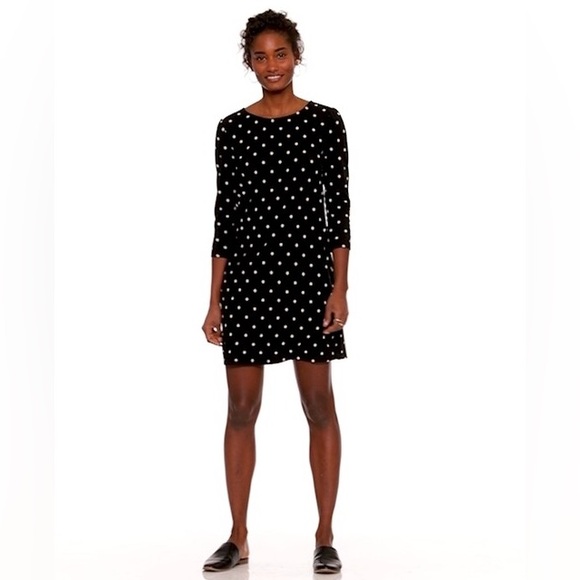 NWOT Ponte-Knit Polka Dot Swing Dress 3/4 Length Sleeves - Picture 1 of 7